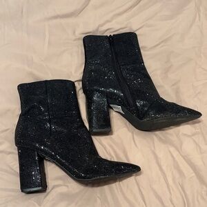 Steve Madden Black Glitter Ankle Boots